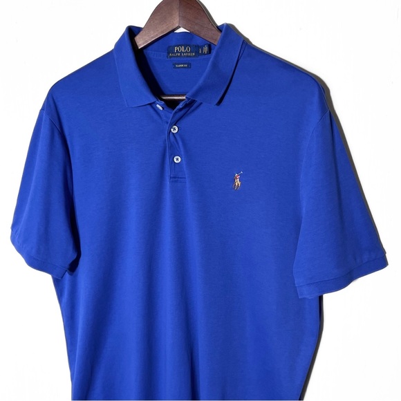 Polo Mens Blue Short Sleeve Pullover Jersey Knit Classic Fit Polo Shirt - Picture 4 of 6